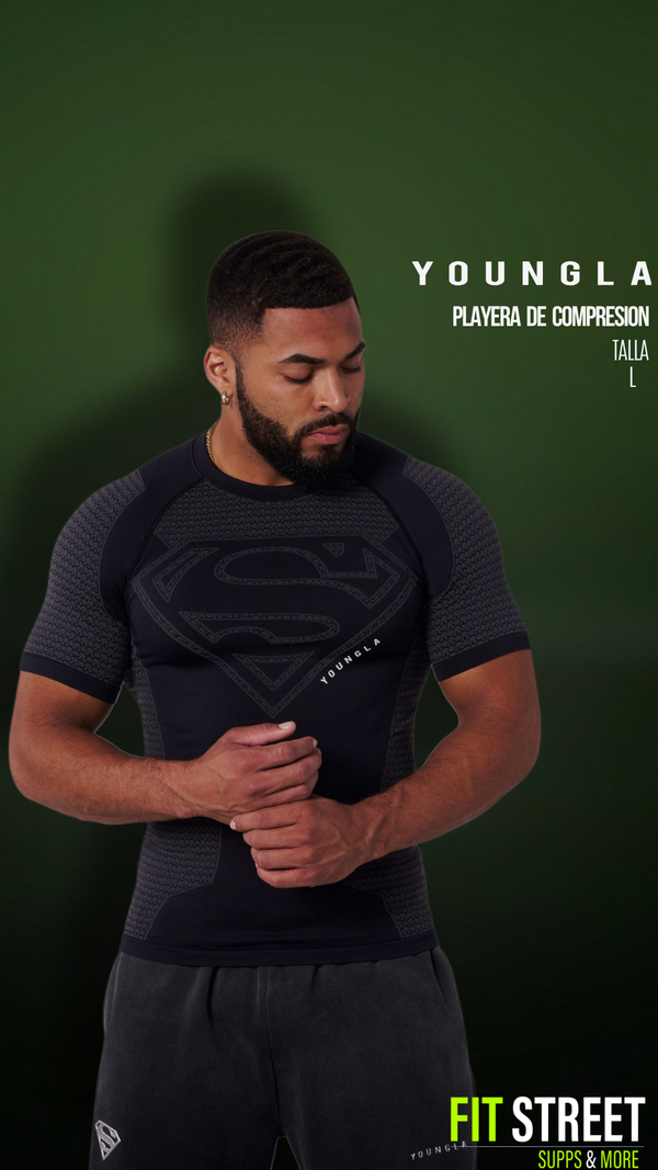 4117 SUPERMAN COMPRESSION TEES BLACK LARGE