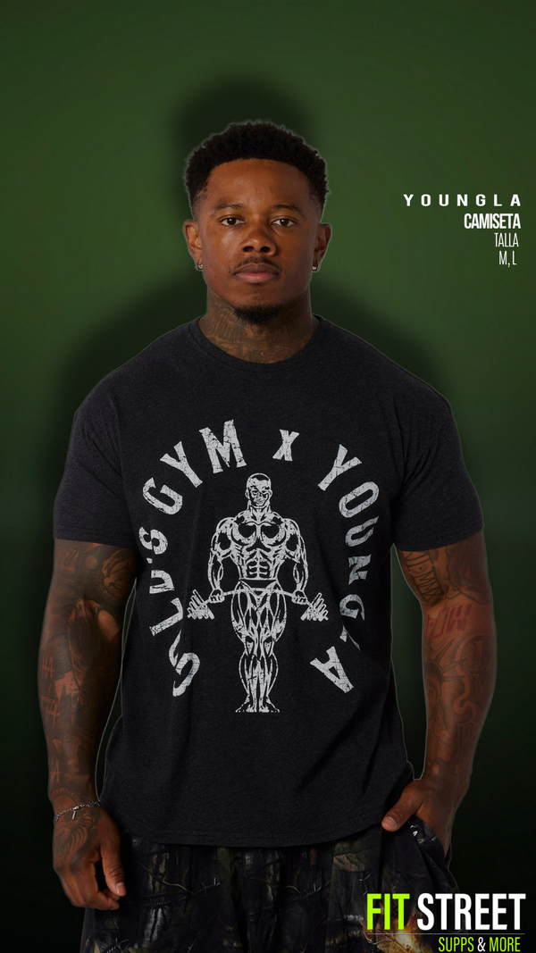 4206 GOLDS GYM HEATHER TEES BLACK LARGE